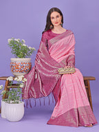 Shree Shyam Fashion Vibrant Pink & Magenta Lichi Silk Saree with Rich Woven Border and Contrast Blouse - Festive & Wedding Wear