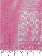 Shree Shyam Fashion Vibrant Pink & Magenta Lichi Silk Saree with Rich Woven Border and Contrast Blouse - Festive & Wedding Wear