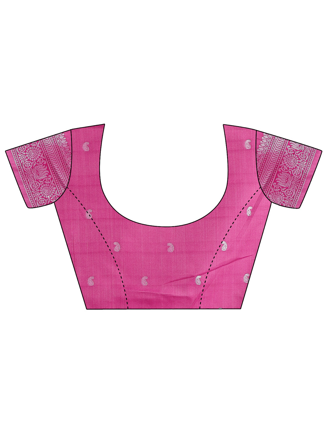 Shree Shyam Fashion Vibrant Pink & Magenta Lichi Silk Saree with Rich Woven Border and Contrast Blouse - Festive & Wedding Wear
