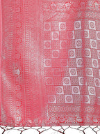 Shree Shyam Fashion Vibrant Orange & Red Lichi Silk Saree with Rich Woven Border and Contrast Blouse - Festive & Wedding Wear