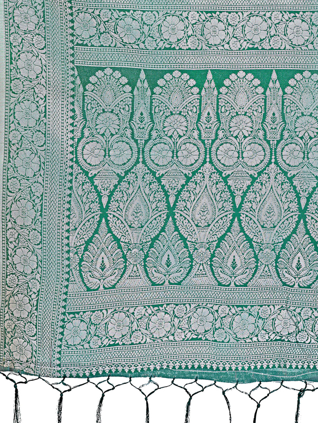 Shree Shyam Fashion Light Green & Green Lichi Silk Saree with Rich Woven Border and Zigzag Pattern - Wedding & Festive Wear