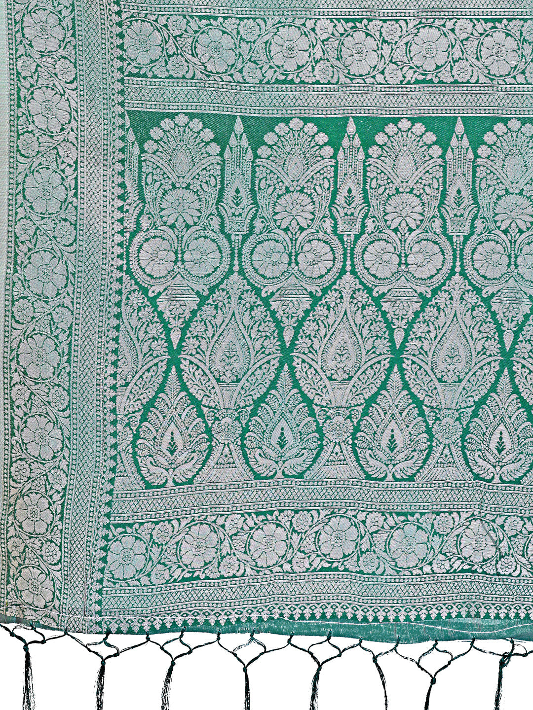 Shree Shyam Fashion Light Green & Green Lichi Silk Saree with Rich Woven Border and Zigzag Pattern - Wedding & Festive Wear