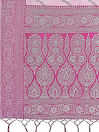 Shree Shyam Fashion Light Pink & Magenta Lichi Silk Saree with Rich Woven Border and Zigzag Pattern - Wedding & Festive Wear