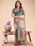 Shree Shyam Fashion Grace in Every Thread - Sea Green & Beige Linen Cotton Saree with Royal Paisley Charm