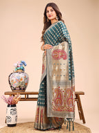 Shree Shyam Fashion Grace in Every Thread - Sea Green & Beige Linen Cotton Saree with Royal Paisley Charm