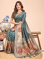 Shree Shyam Fashion Grace in Every Thread - Sea Green & Beige Linen Cotton Saree with Royal Paisley Charm