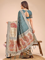 Shree Shyam Fashion Grace in Every Thread - Sea Green & Beige Linen Cotton Saree with Royal Paisley Charm
