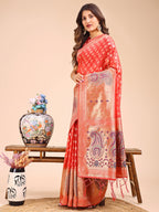 Shree Shyam Fashion Grace in Every Thread - Peach & Beige Linen Cotton Saree with Royal Paisley Charm