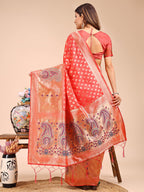 Shree Shyam Fashion Grace in Every Thread - Peach & Beige Linen Cotton Saree with Royal Paisley Charm