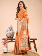 Shree Shyam Fashion Grace in Every Thread - Mustard & Beige Linen Cotton Saree with Royal Paisley Charm