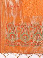 Shree Shyam Fashion Grace in Every Thread - Mustard & Beige Linen Cotton Saree with Royal Paisley Charm