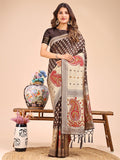 Shree Shyam Fashion Grace in Every Thread - Brown & Beige Linen Cotton Saree with Royal Paisley Charm
