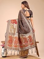 Shree Shyam Fashion Grace in Every Thread - Brown & Beige Linen Cotton Saree with Royal Paisley Charm