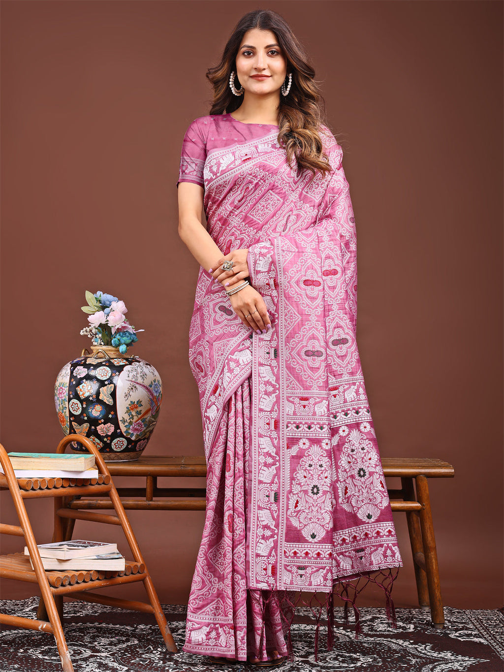 Shree Shyam Fashion Graceful Pink Printed Saree - A Symphony of Culture and Feminine Charm