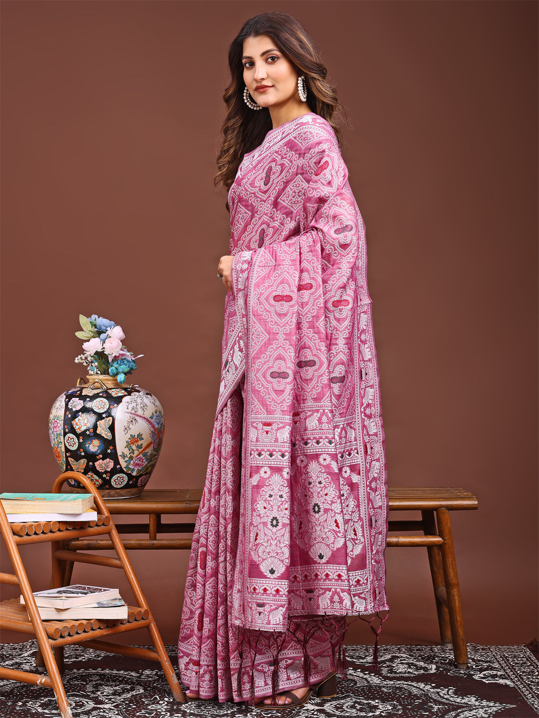 Shree Shyam Fashion Graceful Pink Printed Saree - A Symphony of Culture and Feminine Charm
