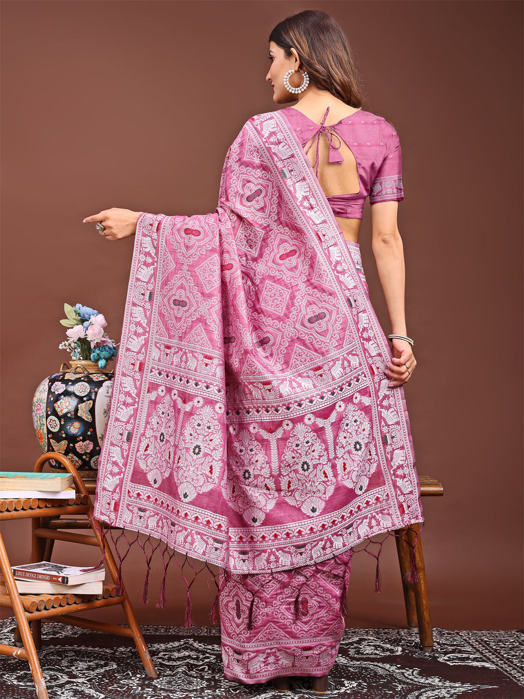 Shree Shyam Fashion Graceful Pink Printed Saree - A Symphony of Culture and Feminine Charm