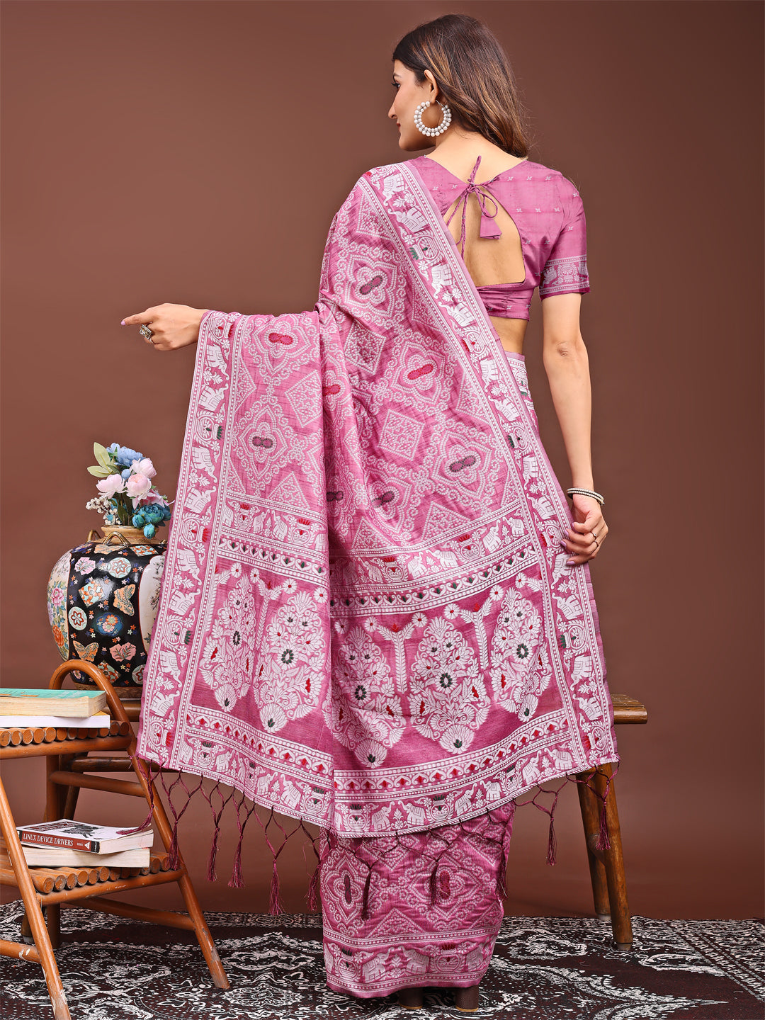 Shree Shyam Fashion Graceful Pink Printed Saree - A Symphony of Culture and Feminine Charm