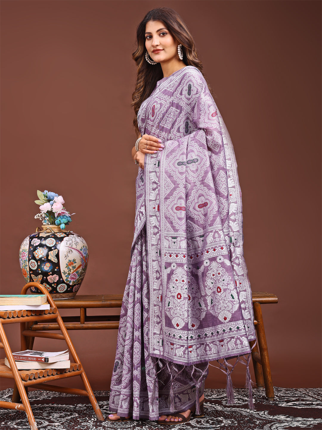 Shree Shyam Fashion Graceful Purple Printed Saree - A Symphony of Culture and Feminine Charm