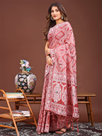 Shree Shyam Fashion Graceful Peach Printed Saree - A Symphony of Culture and Feminine Charm