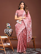 Shree Shyam Fashion Graceful Peach Printed Saree - A Symphony of Culture and Feminine Charm