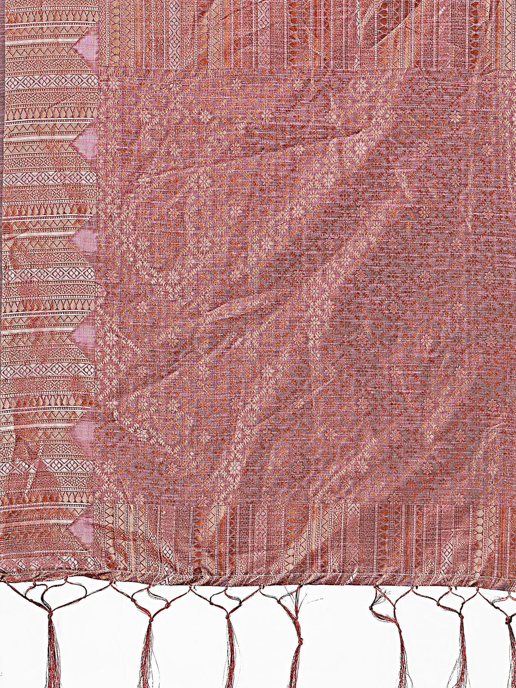 Shree Shyam Fashion Purple Linen Cotton Saree with Woven Geometric Zari Motifs - Elegant Festive Wear for Women
