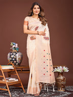 Shree Shyam Fashion Elegant Cream Woven Work Saree - A Whiff of Tradition Wrapped in Grace