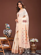 Shree Shyam Fashion Elegant Cream Woven Work Saree - A Whiff of Tradition Wrapped in Grace