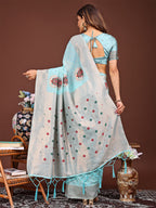 Shree Shyam Fashion Elegant Sky Blue Woven Work Saree - A Whiff of Tradition Wrapped in Grace