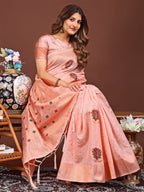 Shree Shyam Fashion Elegant Pink Woven Work Saree - A Whiff of Tradition Wrapped in Grace