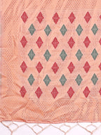 Shree Shyam Fashion Peach Jacquard Saree with Tassels - Radiate Soft Elegance and Timeless Beauty