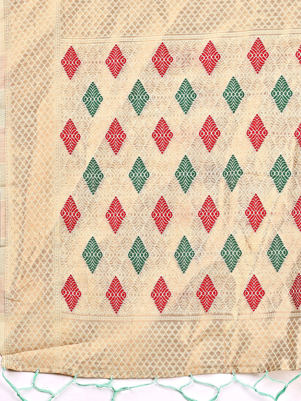 Shree Shyam Fashion Light Green Jacquard Saree with Tassels - Radiate Soft Elegance and Timeless Beauty