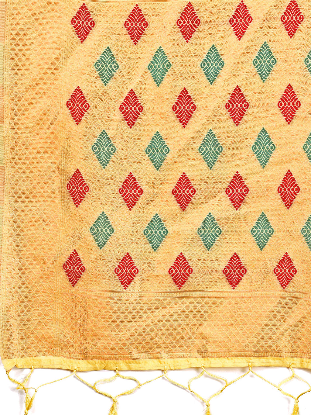Shree Shyam Fashion Yellow Jacquard Saree with Tassels - Radiate Soft Elegance and Timeless Beauty