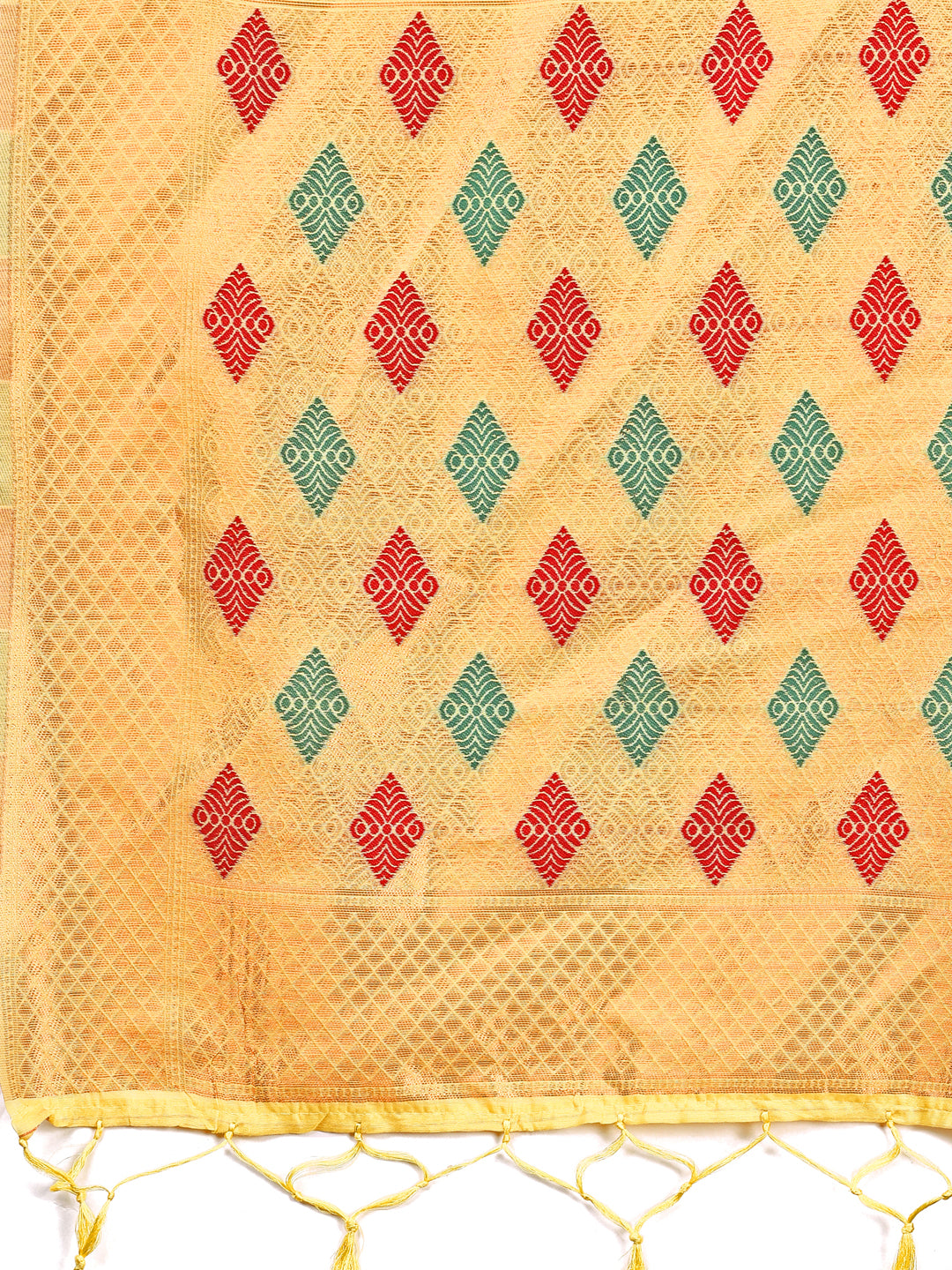 Shree Shyam Fashion Yellow Jacquard Saree with Tassels - Radiate Soft Elegance and Timeless Beauty