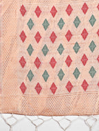 Shree Shyam Fashion White Jacquard Saree with Tassels - Radiate Soft Elegance and Timeless Beauty