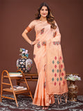 Shree Shyam Fashion Orange Jacquard Saree with Tassels - Radiate Soft Elegance and Timeless Beauty