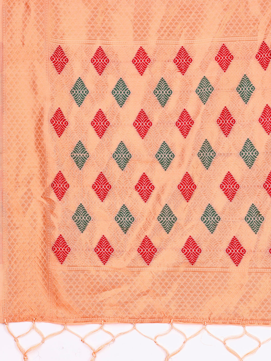 Shree Shyam Fashion Orange Jacquard Saree with Tassels - Radiate Soft Elegance and Timeless Beauty