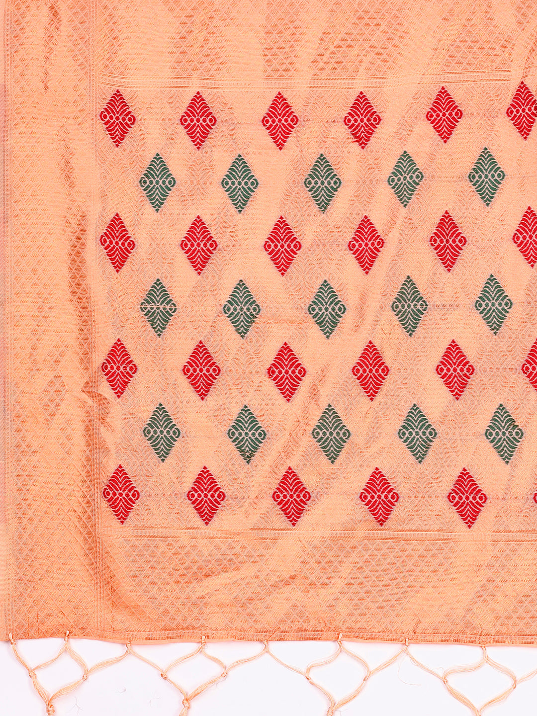 Shree Shyam Fashion Orange Jacquard Saree with Tassels - Radiate Soft Elegance and Timeless Beauty