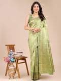 Shree Shyam Fashion Light Green Banarasi silk Woven Zari Work Traditional Tassel Saree