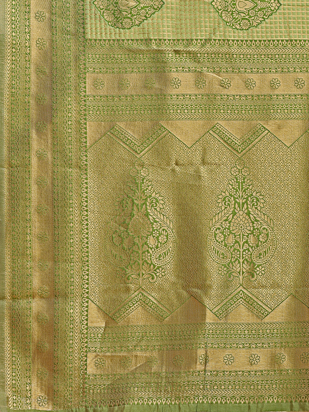 Shree Shyam Fashion Light Green Banarasi silk Woven Zari Work Traditional Tassel Saree