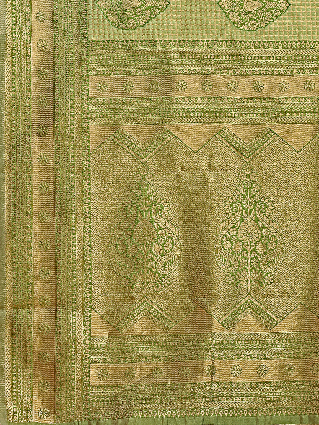 Shree Shyam Fashion Light Green Banarasi silk Woven Zari Work Traditional Tassel Saree