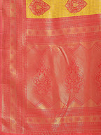 Shree Shyam Fashion Yellow & Red Banarasi silk Woven Zari Work Traditional Tassel Saree