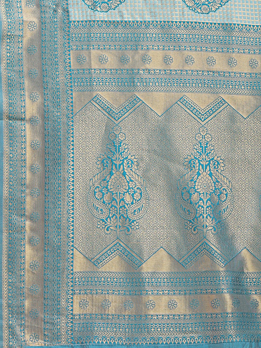 Shree Shyam Fashion Sea Green Banarasi silk Woven Zari Work Traditional Tassel Saree