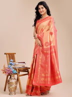 Shree Shyam Fashion Orange & Red Banarasi silk Woven Zari Work Traditional Tassel Saree