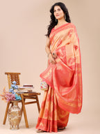 Shree Shyam Fashion Orange & Red Banarasi silk Woven Zari Work Traditional Tassel Saree