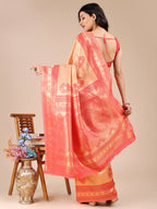 Shree Shyam Fashion Orange & Red Banarasi silk Woven Zari Work Traditional Tassel Saree
