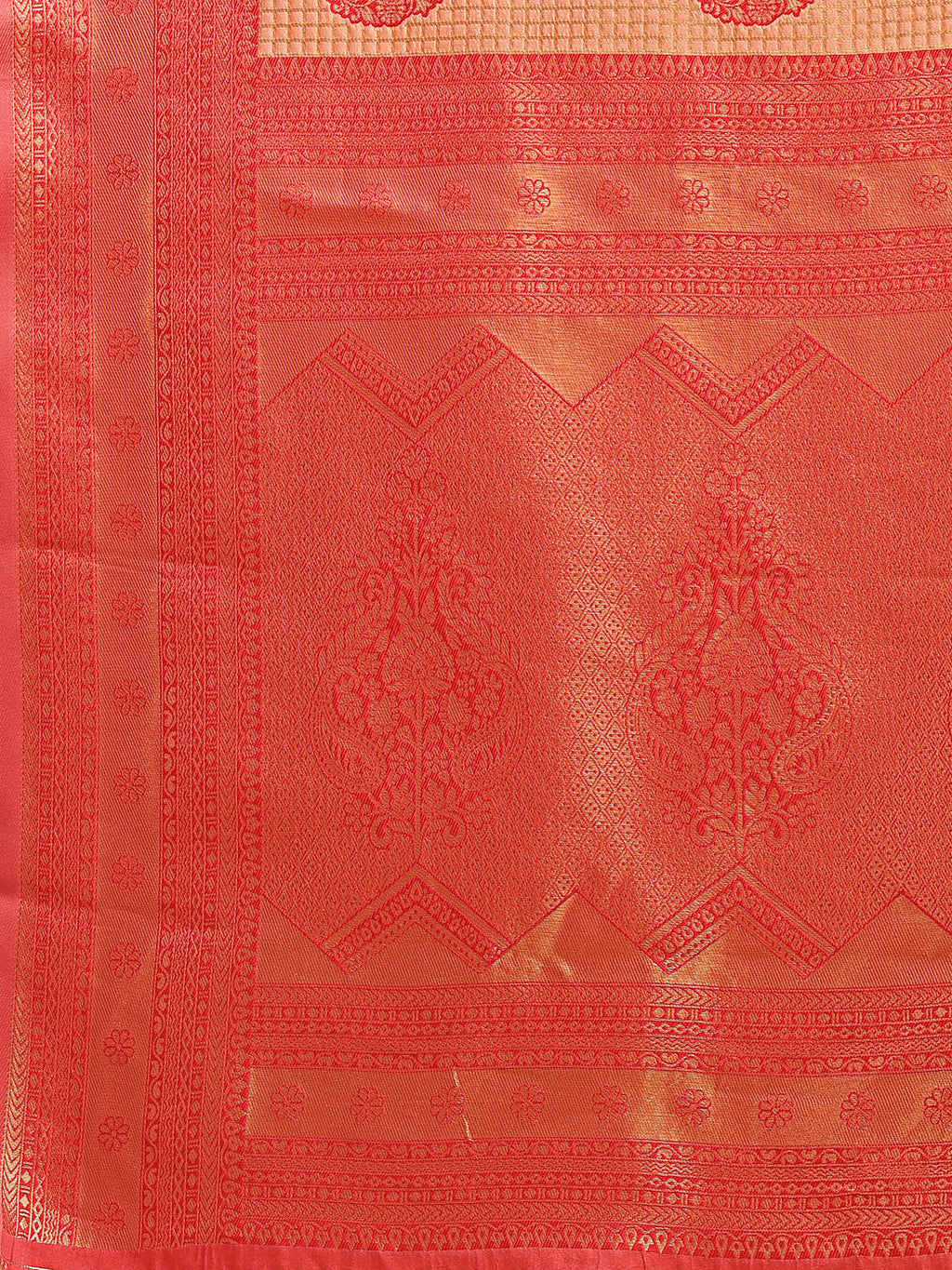 Shree Shyam Fashion Orange & Red Banarasi silk Woven Zari Work Traditional Tassel Saree
