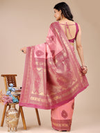 Shree Shyam Fashion Light Pink & Magenta Banarasi silk Woven Zari Work Traditional Tassel Saree