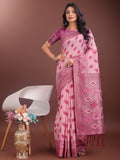 Shree Shyam Fashion Stylish Light Pink Linen Cotton Saree with Woven Design - Lightweight Elegance for Everyday Grace