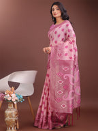 Shree Shyam Fashion Stylish Light Pink Linen Cotton Saree with Woven Design - Lightweight Elegance for Everyday Grace