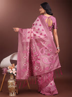 Shree Shyam Fashion Stylish Light Pink Linen Cotton Saree with Woven Design - Lightweight Elegance for Everyday Grace